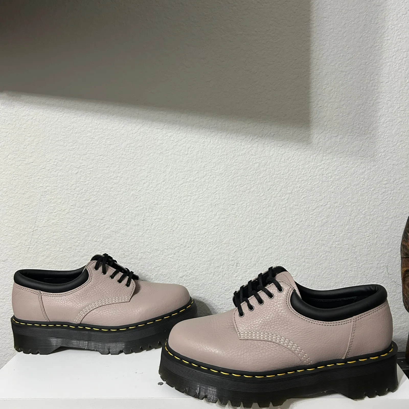 NEW Dr. Martens 8053 Quad Smooth Platform Derby Taupe Neutral Y2K Utility Sz 12 - Image 5