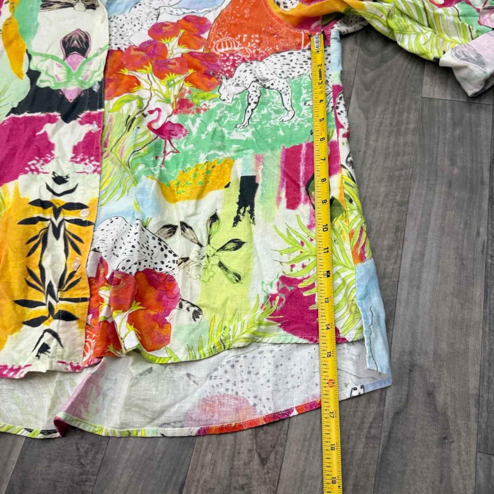 Rare Vintage retro Atlier 5 By Gozde Yilmaz designer button down linen shirt Green Size M - Image 4