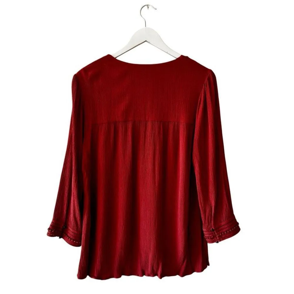 Anthropologie Daniel Rainn Rust Orange Long Sleeves V-Neck  Sz L #2383 - Image 7