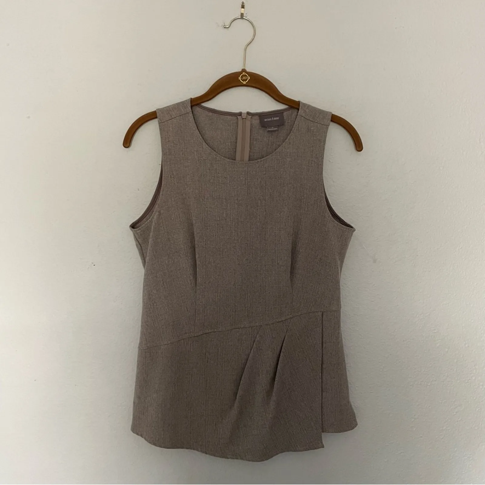 August 1 Eight Brown Peplum Office Top NWT Tan - Image 2