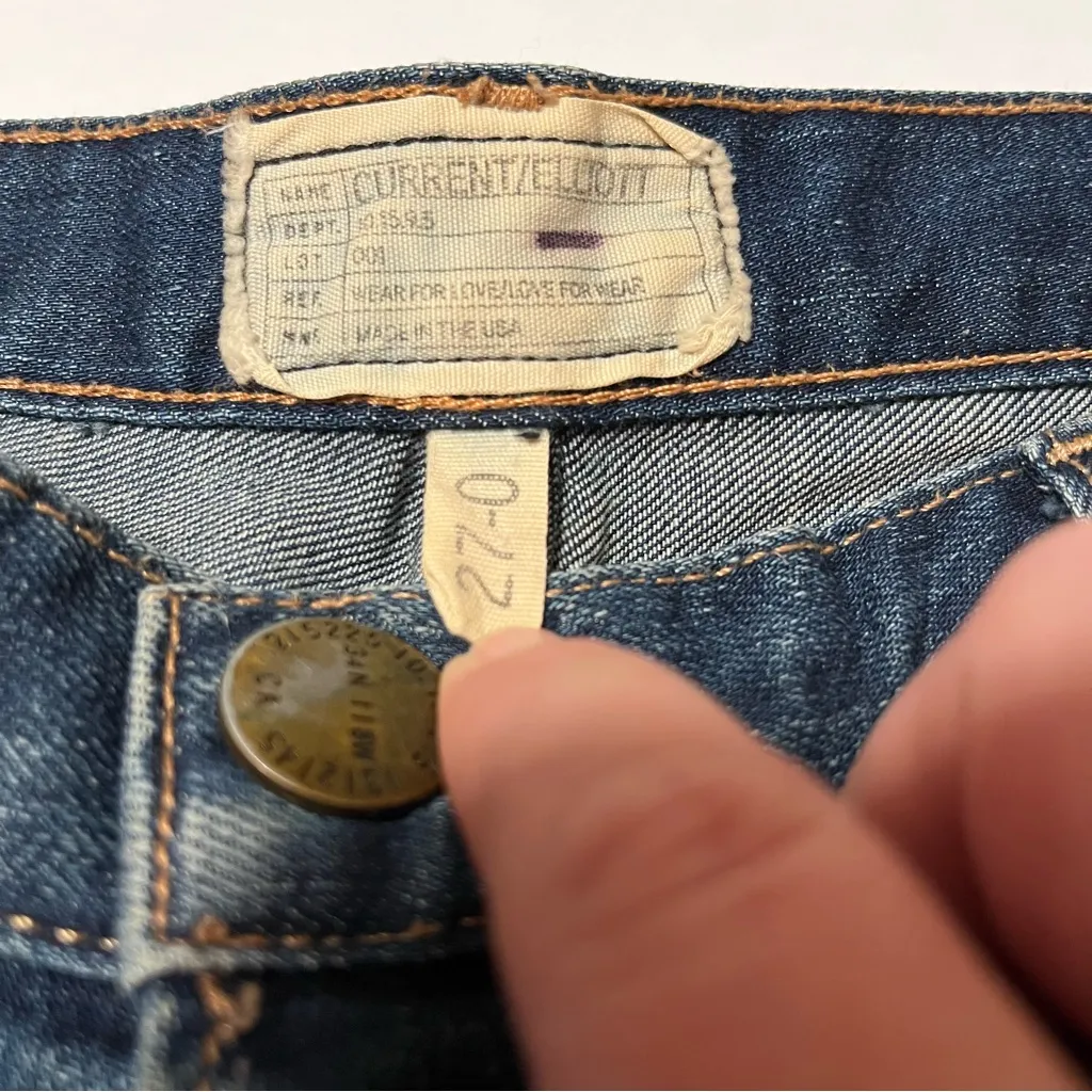 Current Elliott‎ The Pony Boy Women 27 Blue Denim Jean Capri Cropped Button Fly - Image 2