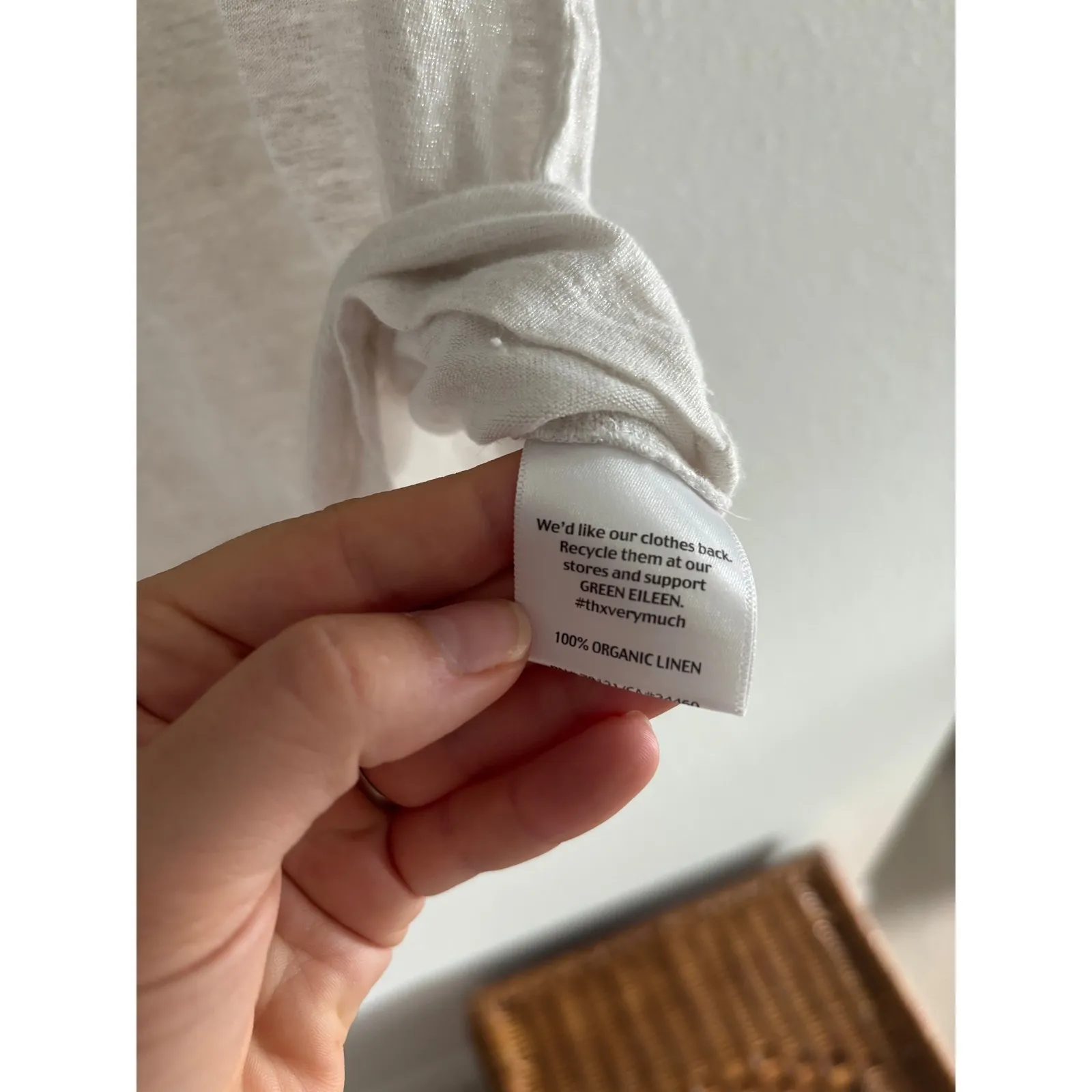 Eileen‎ Fisher Top Womens M White Silver Organic Linen Career Luxury Sustainable - Image 4