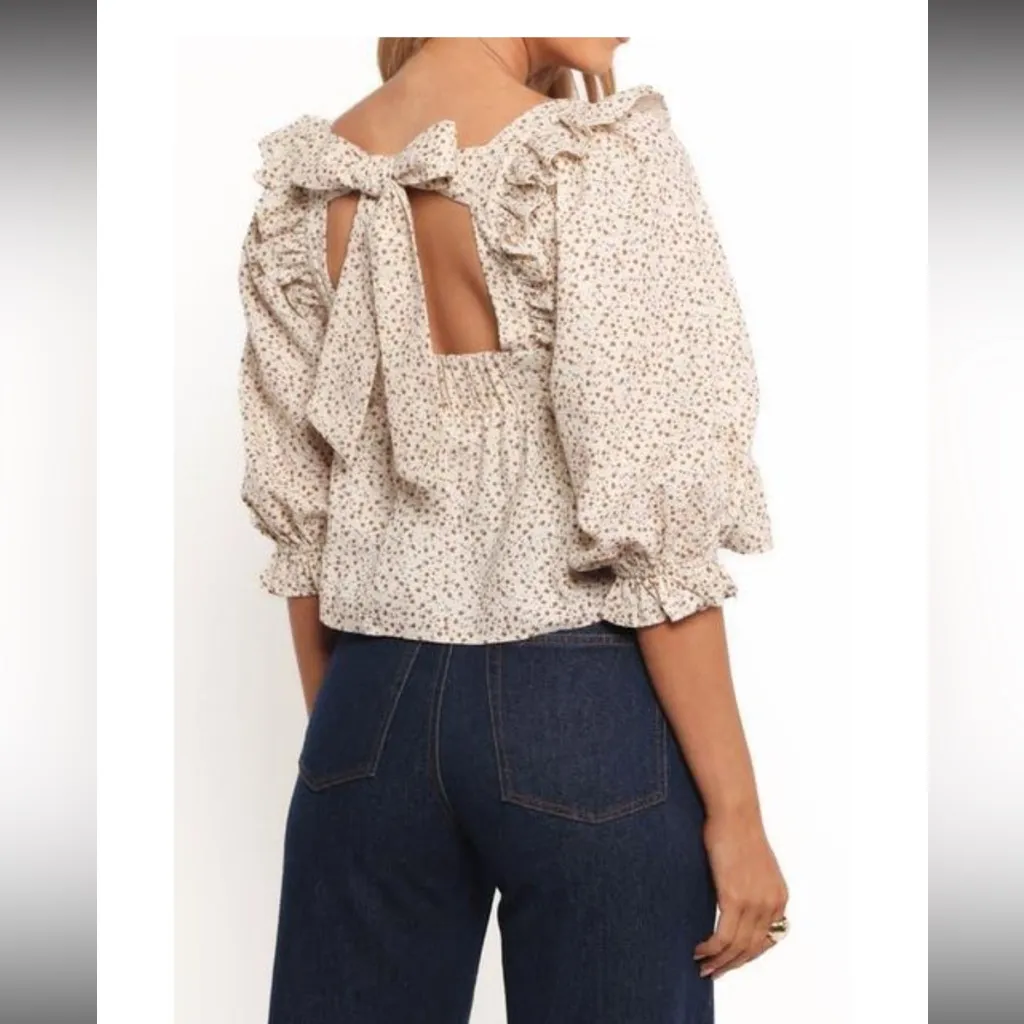 NWT PETAL & PUP-Women's Belakey Floral Print Cotton & Linen Crop Top sz xs - Image 3