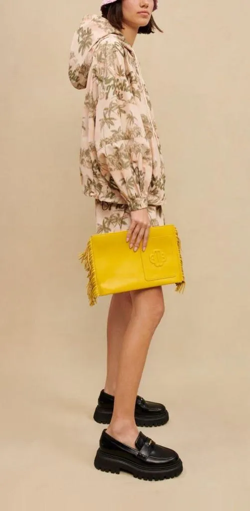 Maje Palm Tree Print Jacket Hooded Zip Front M (Size 10) NWT Elastic Waist - Image 4