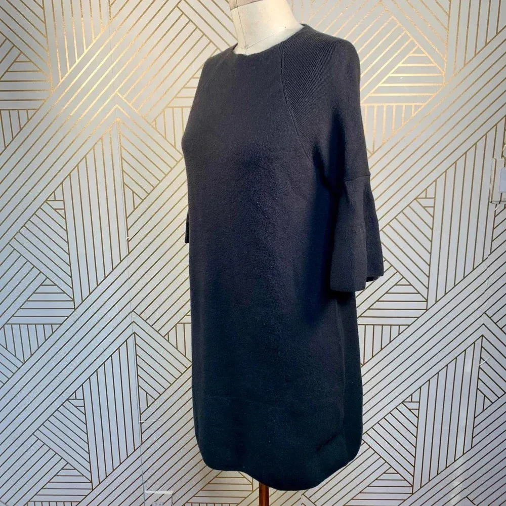Anthropologie‎ Moth Chester Sweater Tunic Dress Bell Sleeve Black Size Small - Image 5