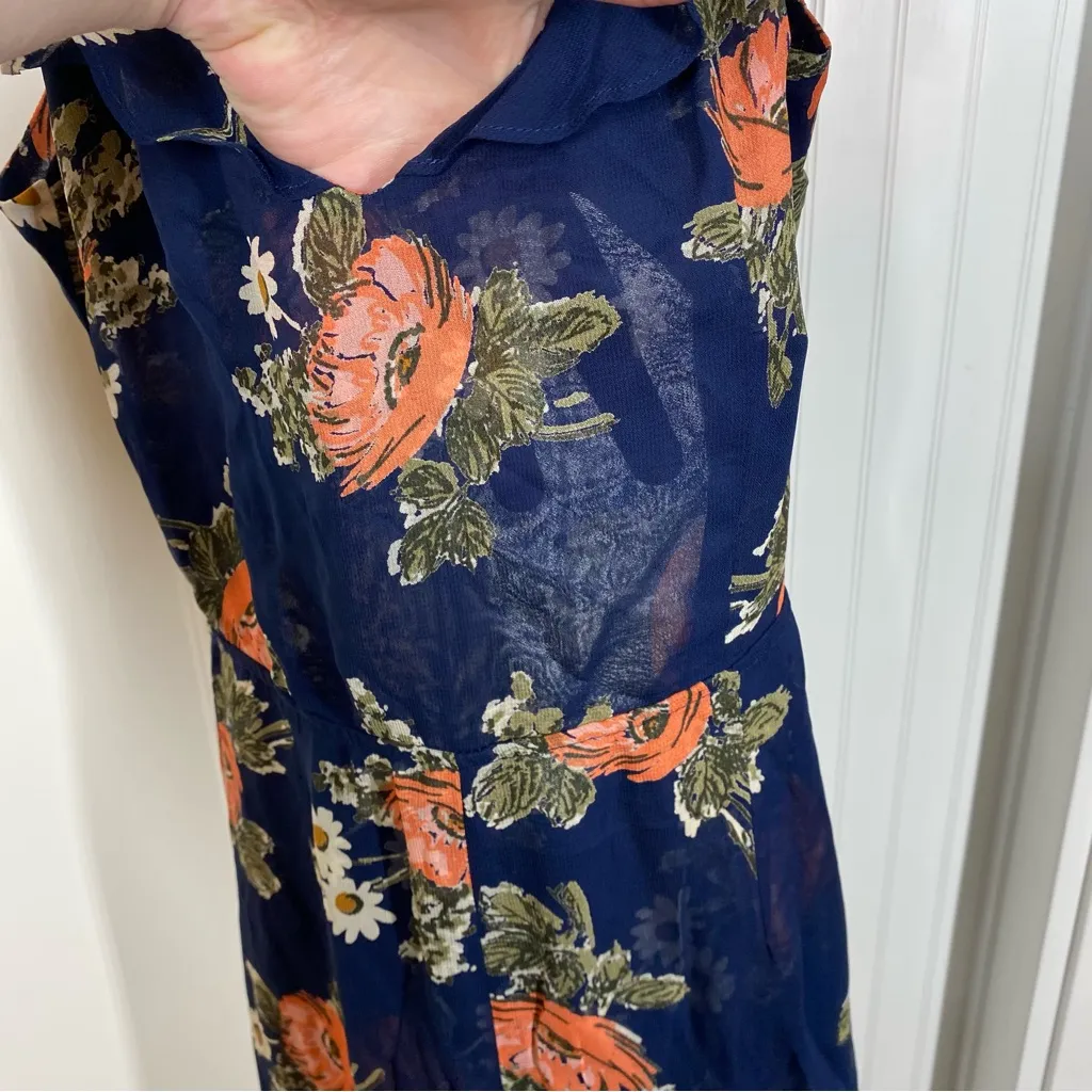 Reformation Miri Jumpsuit Floral Ruffle Wide Leg Crop Cut Out size‎ 4 viscose - Image 3