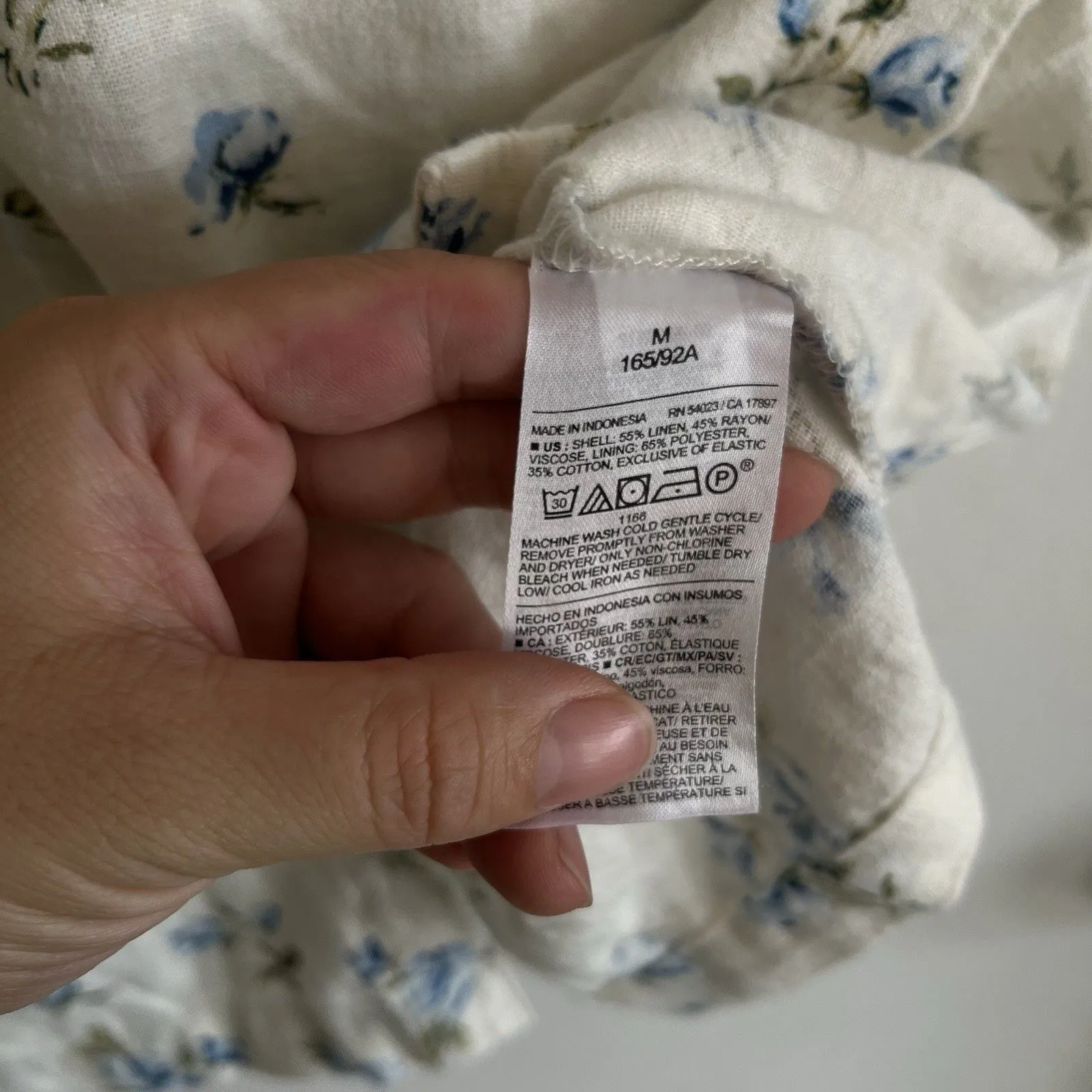 NWT Old Navy white & blue floral baby doll mini dress SZ M Peasant - Image 6
