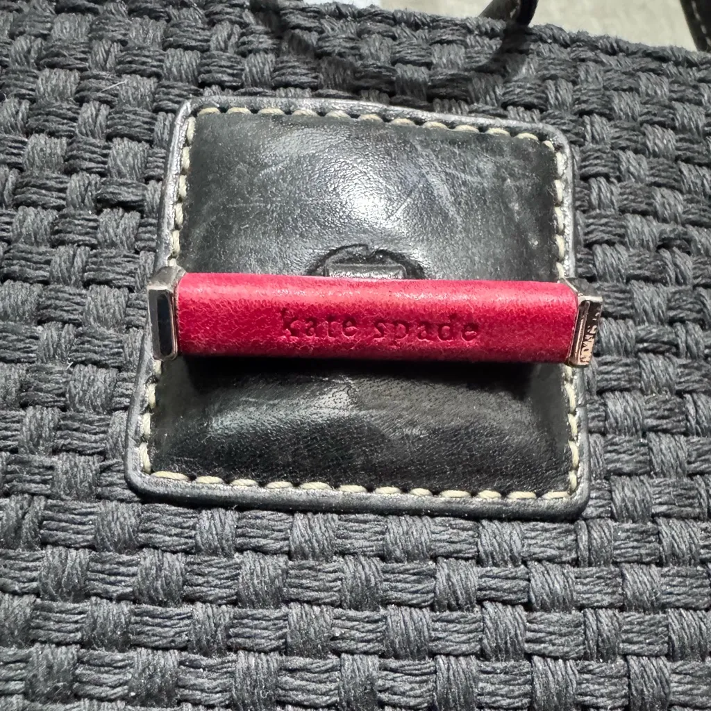 Kate Spade Black Woven Tote Shoulder Bag - Image 3