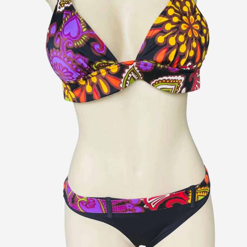 Victoria’s Secret 2 piece halter bikini swimsuit black multi - Image 4