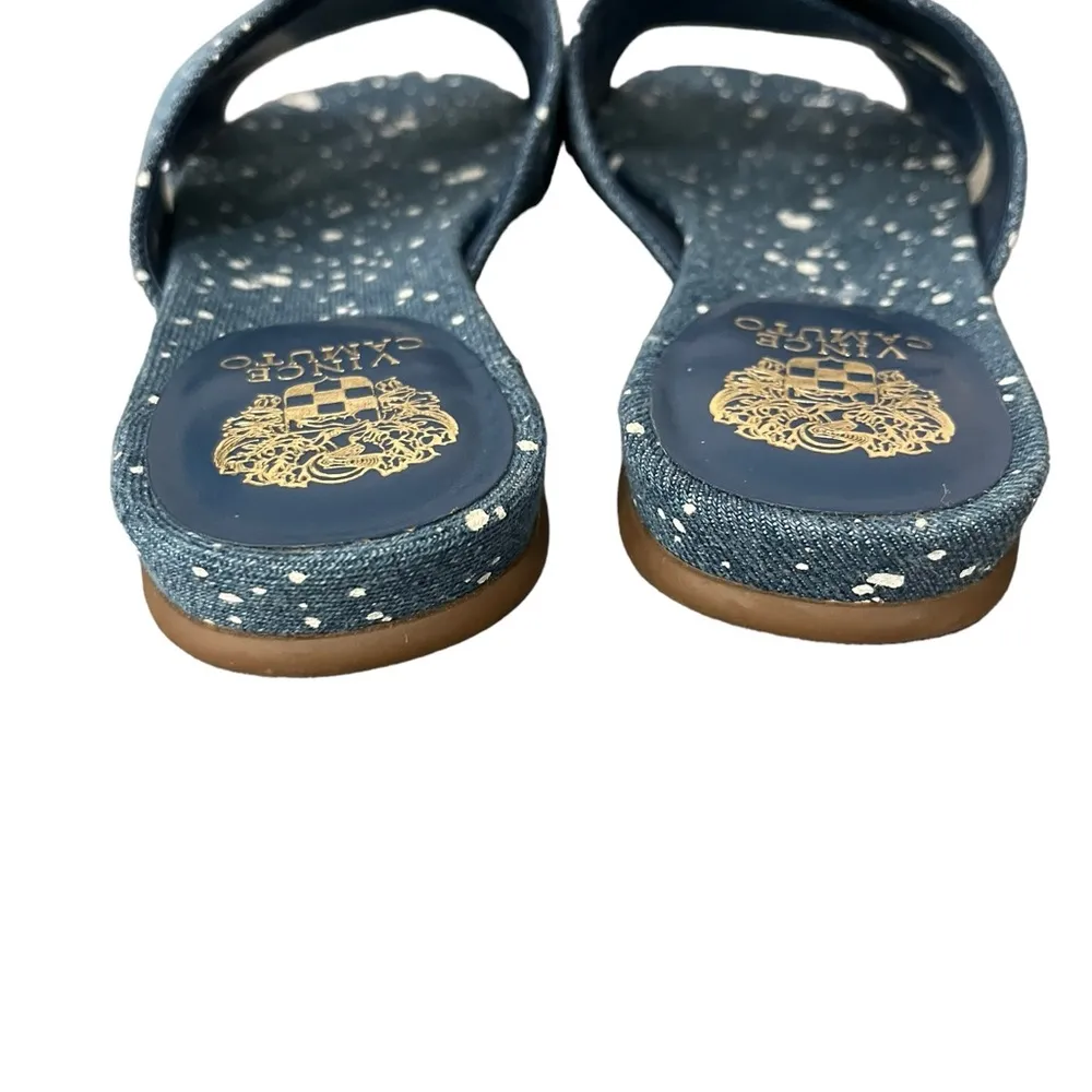Vince Camuto Esulla Blue Denim Splatter Paint Cross Band Slides Size 9.5W/41 EU - Image 6