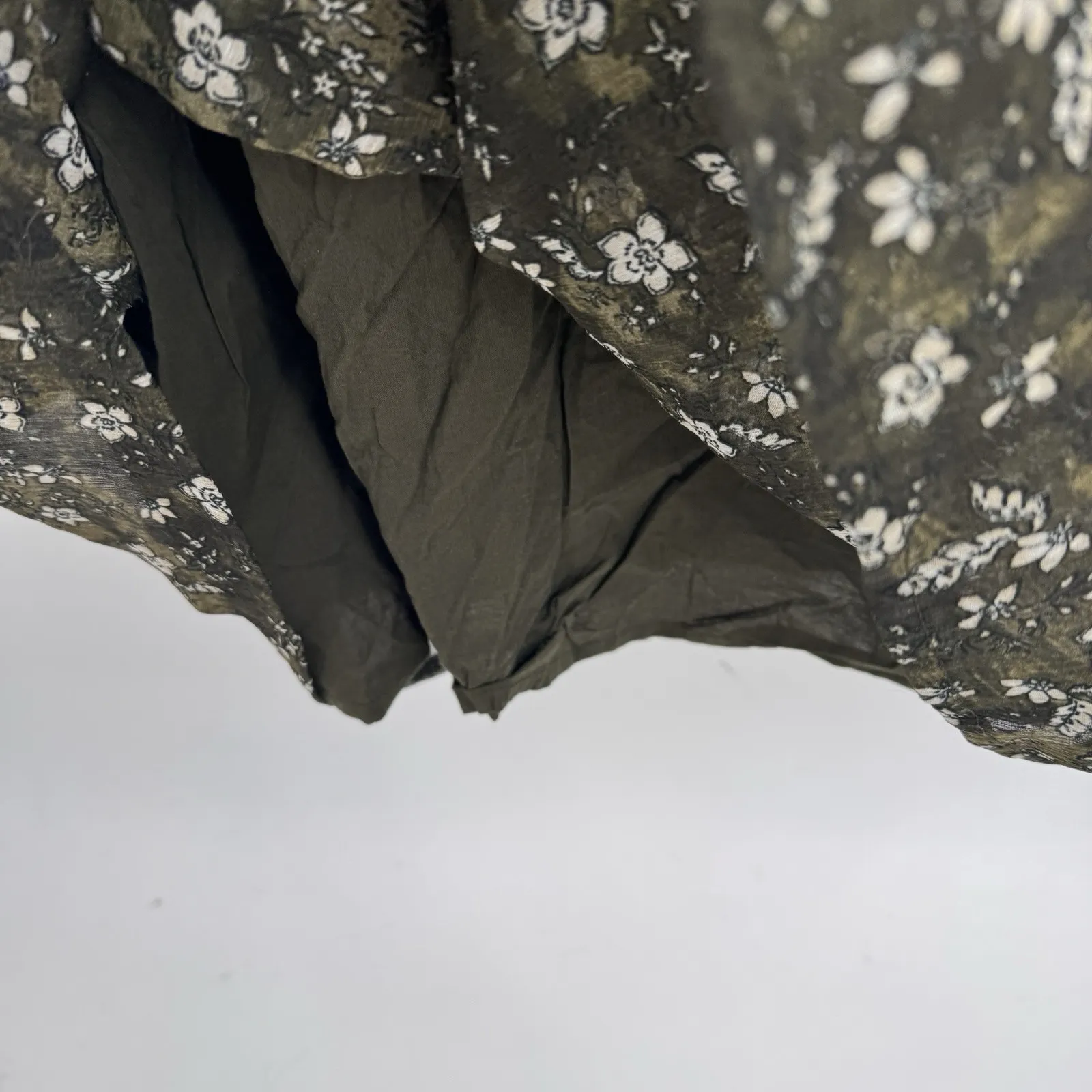 Old Navy Milkmaid Forest Fairy Maxi Dress Small Green Metallic Floral Pockets - Image 5