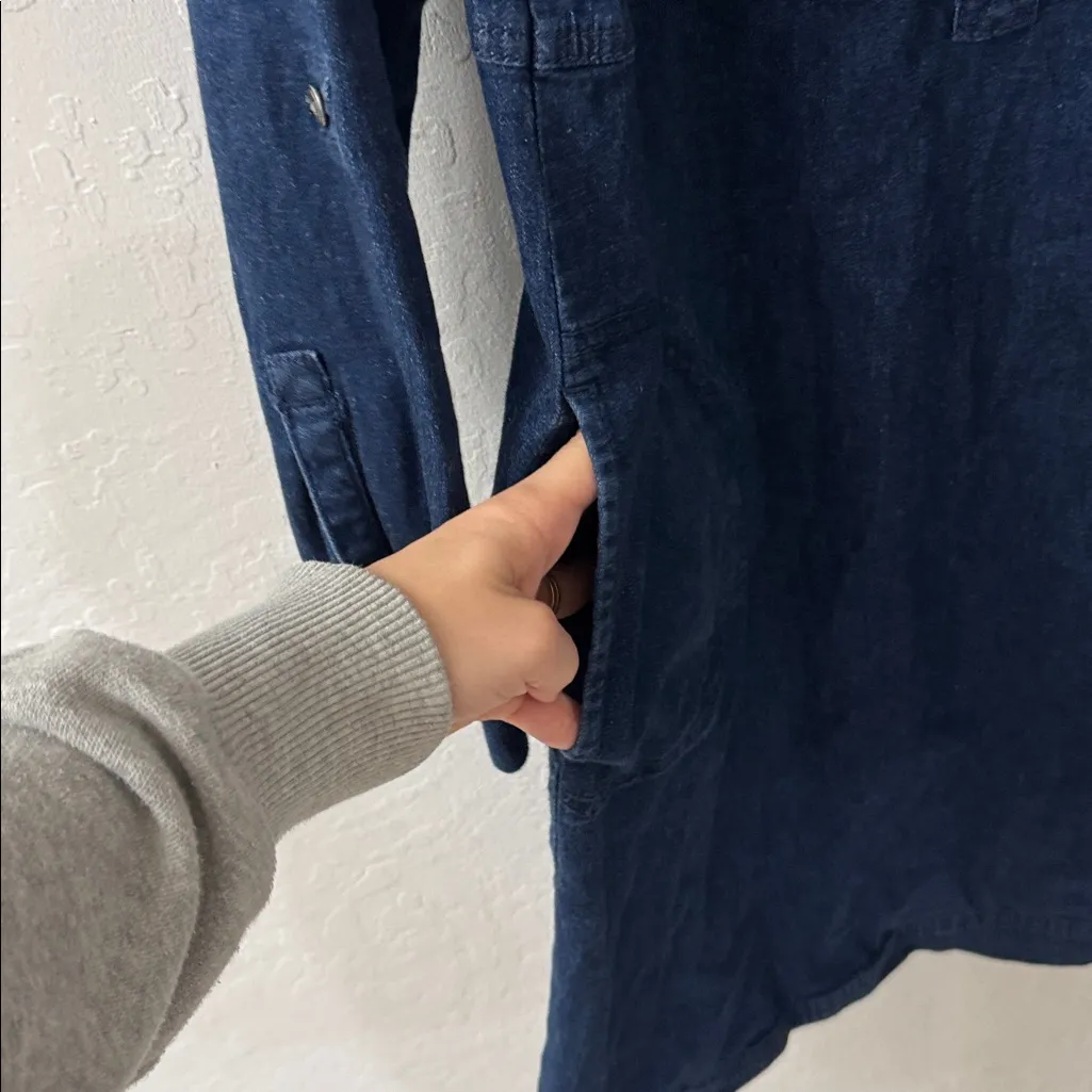 J. JILL DENIM Shirt Dress Size XS Roll Tab Sleeve Pockets Women’s Blue - Image 5