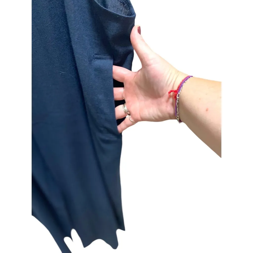 Boutique Linen Blend Overall Jumpsuit Navy Blue Size 2XL Minimalist Bohemian Cut - Image 9