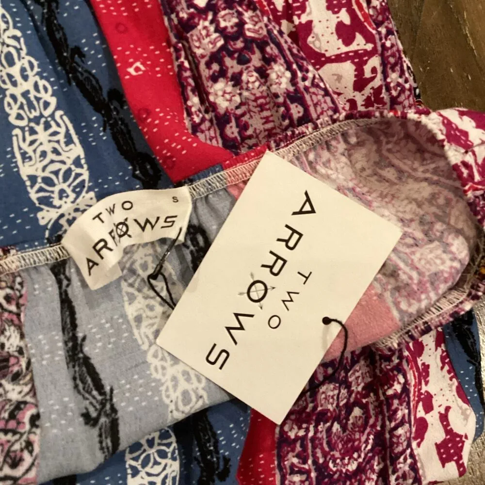 Two Arrows Revolve Aztec Tribal Print strapless tube maxi Dress Multi Color S - Image 8