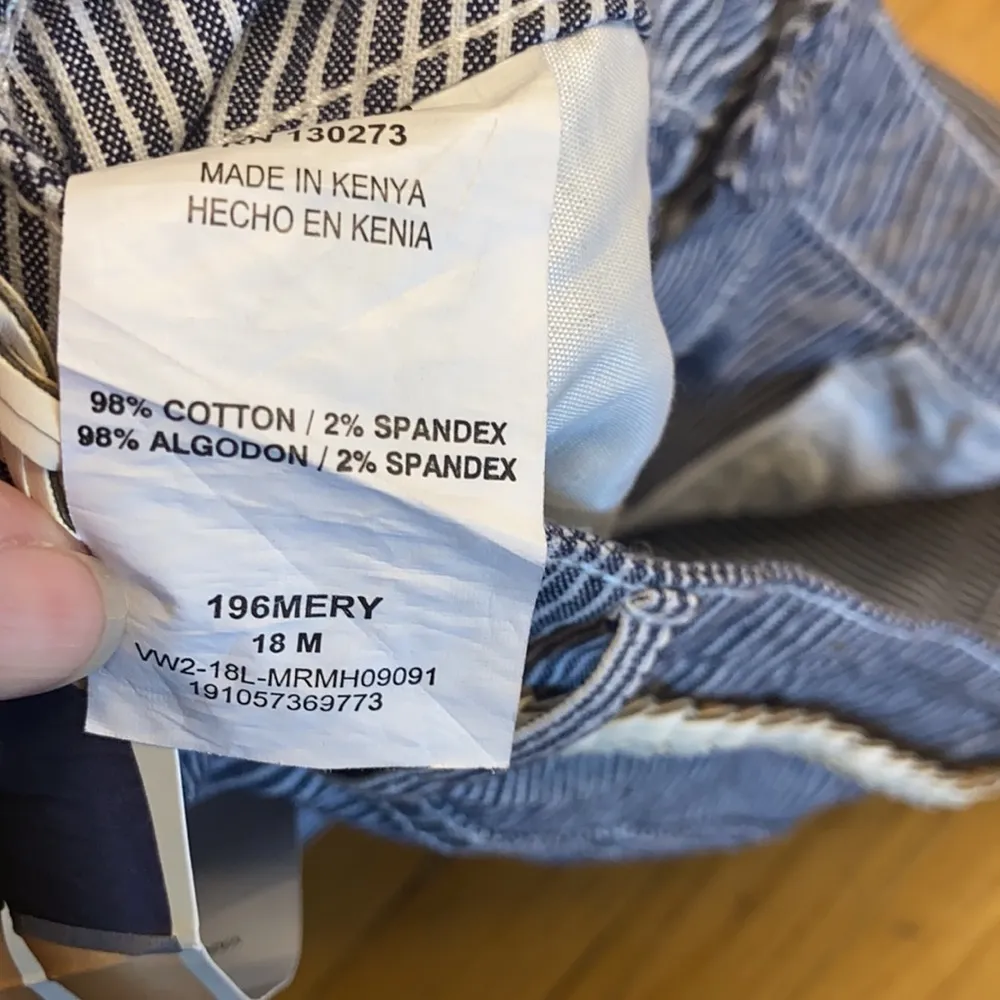 Lee Riders denim shorts blue and white stripe+belt, Size 18 - Image 4