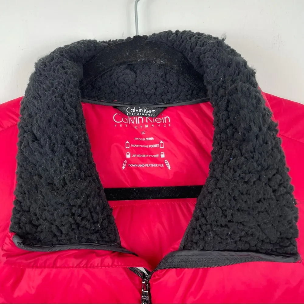 Calvin Klein Performance Down Fill Pink Vest Sherpa Plush Collar - Image 11