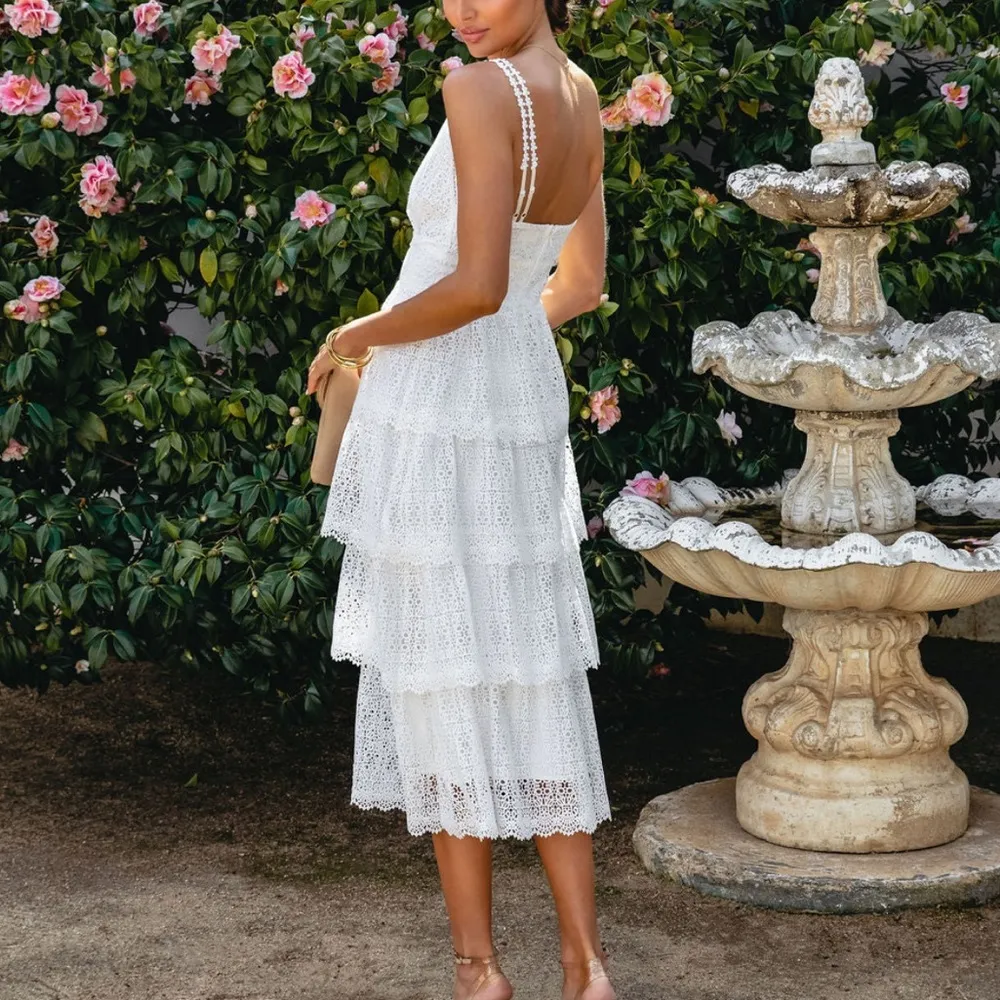 VICI | At Last Crochet Lace Tiered Midi Dress - Image 4