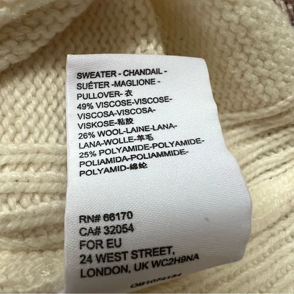 ANTHROPOLOGIE Blair Slouchy Turtle Neck Sweater in Cream Off White Size Medium - Image 12