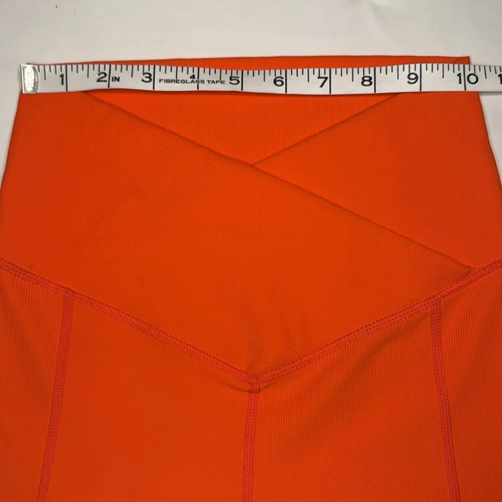 Wilo The Label Base Ribbed Bike Short V Waist Shorts, XS Orange - Image 4