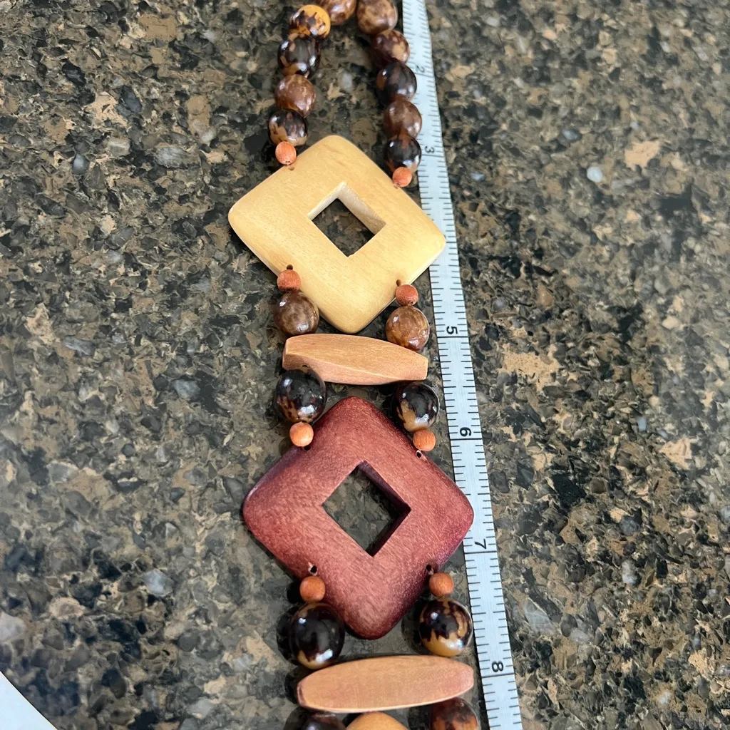 Clearance 50% off Vintage Wooden Geometric Beaded Boho Belt, Size Small Brown - Image 3