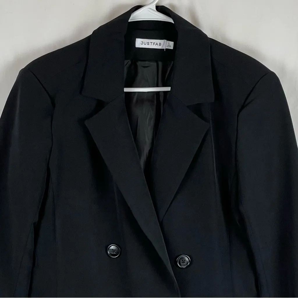 JustFab Black Double Breasted Blazer Size L - Image 2