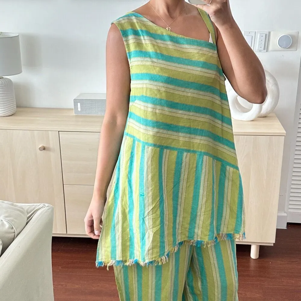 NWT Ashley Stewart Linen Blend Matching Set Womens 18 Striped Lagenlook Vintage - Image 2