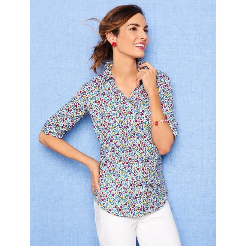 Talbots Perfect Shirt Prairie Floral Size 16 Non Iron Button Up Preppy Colorful - Image 11
