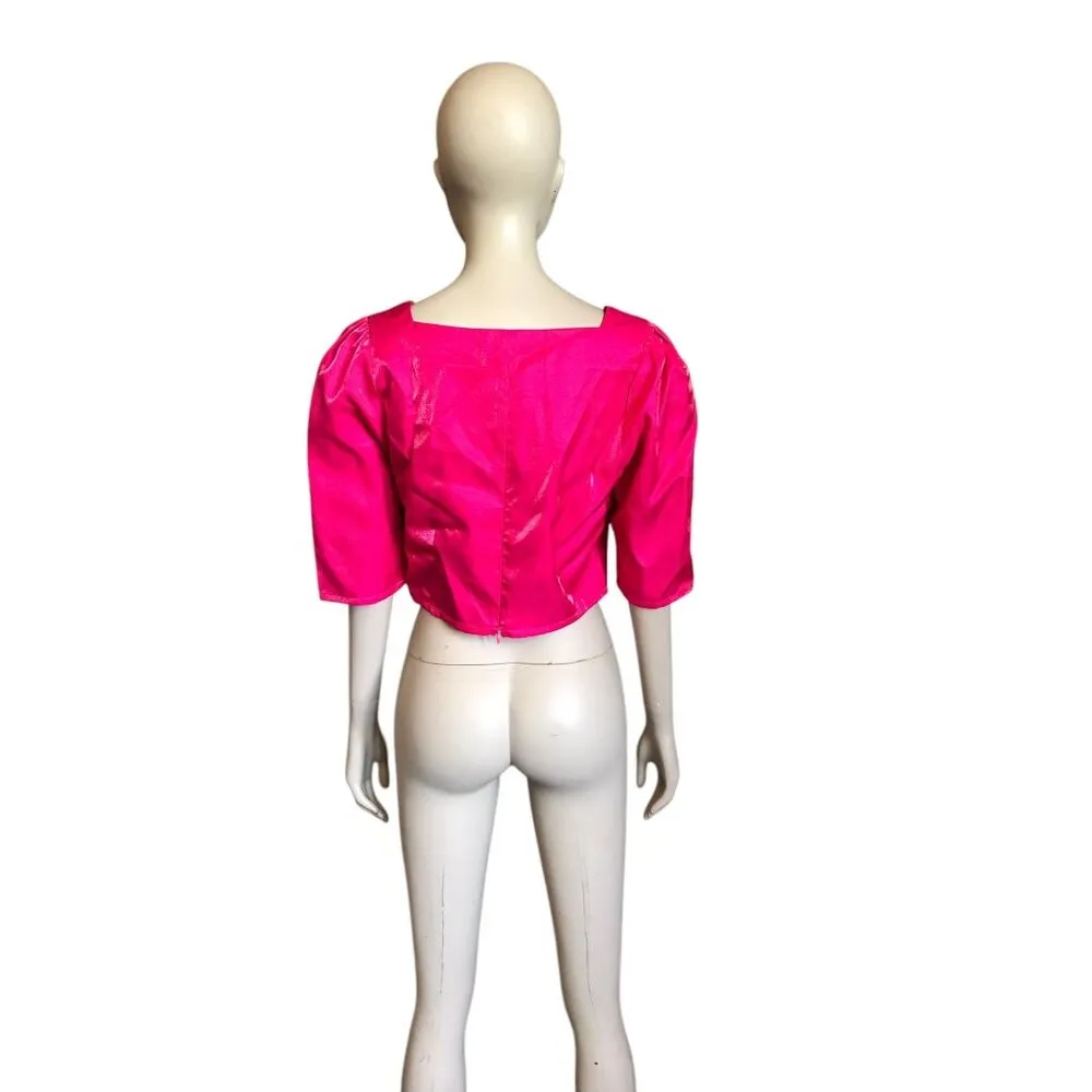 NWT Nasty Gal Pink Glass Fabric Crop Top - Image 4