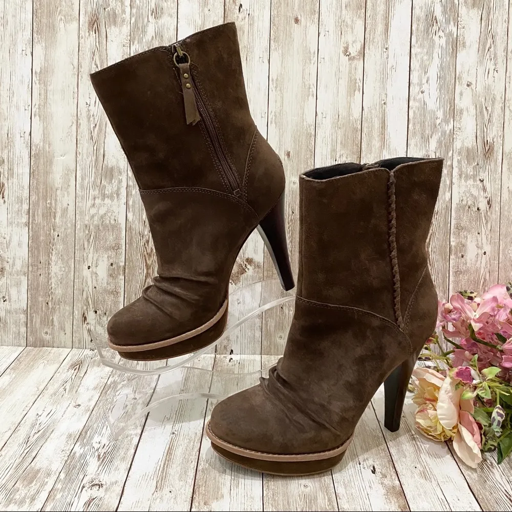 UGG Australia Brown Suede Bianka Heeled Booties 8 - Image 2