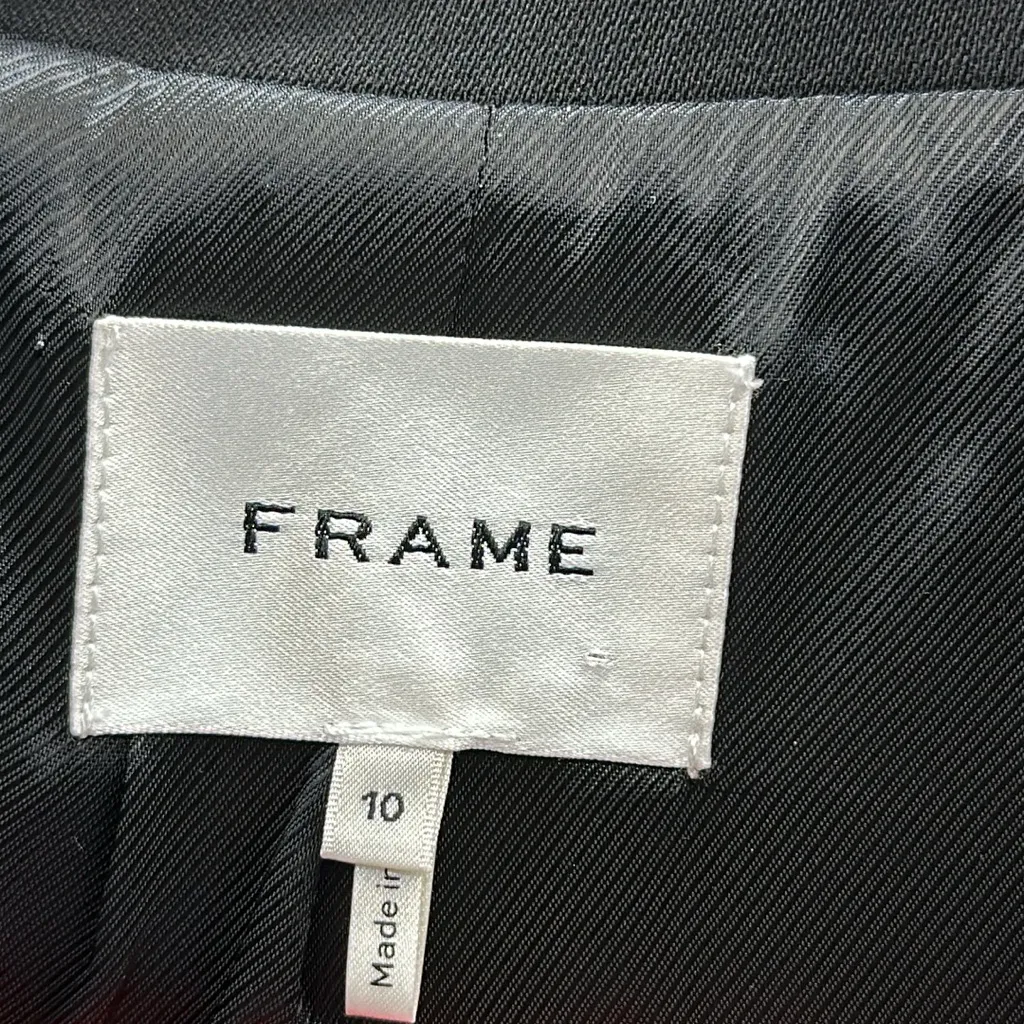 Frame Black Wool Blend Fitted Storm Flap Double Breasted Blazer Womens Size 10 - Image 12