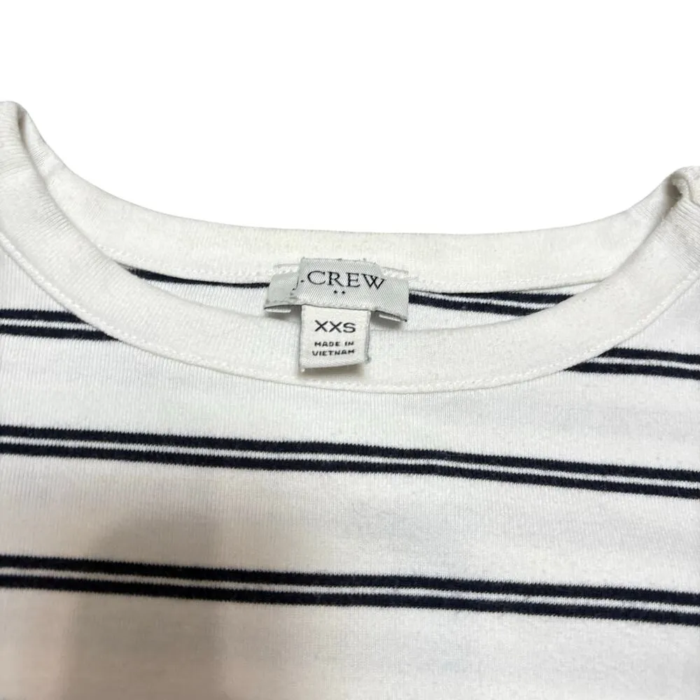J. Crew Factory Navy & White Stripe Crew Neck Long Sleeve XXS Slim Fit Nautical - Image 3