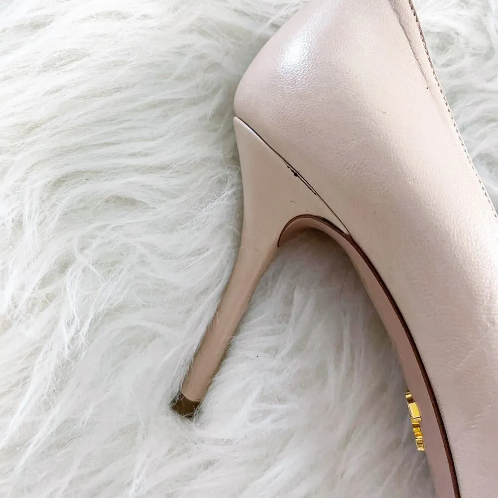 Prada Nude Beige Leather Caged Pumps - Image 2