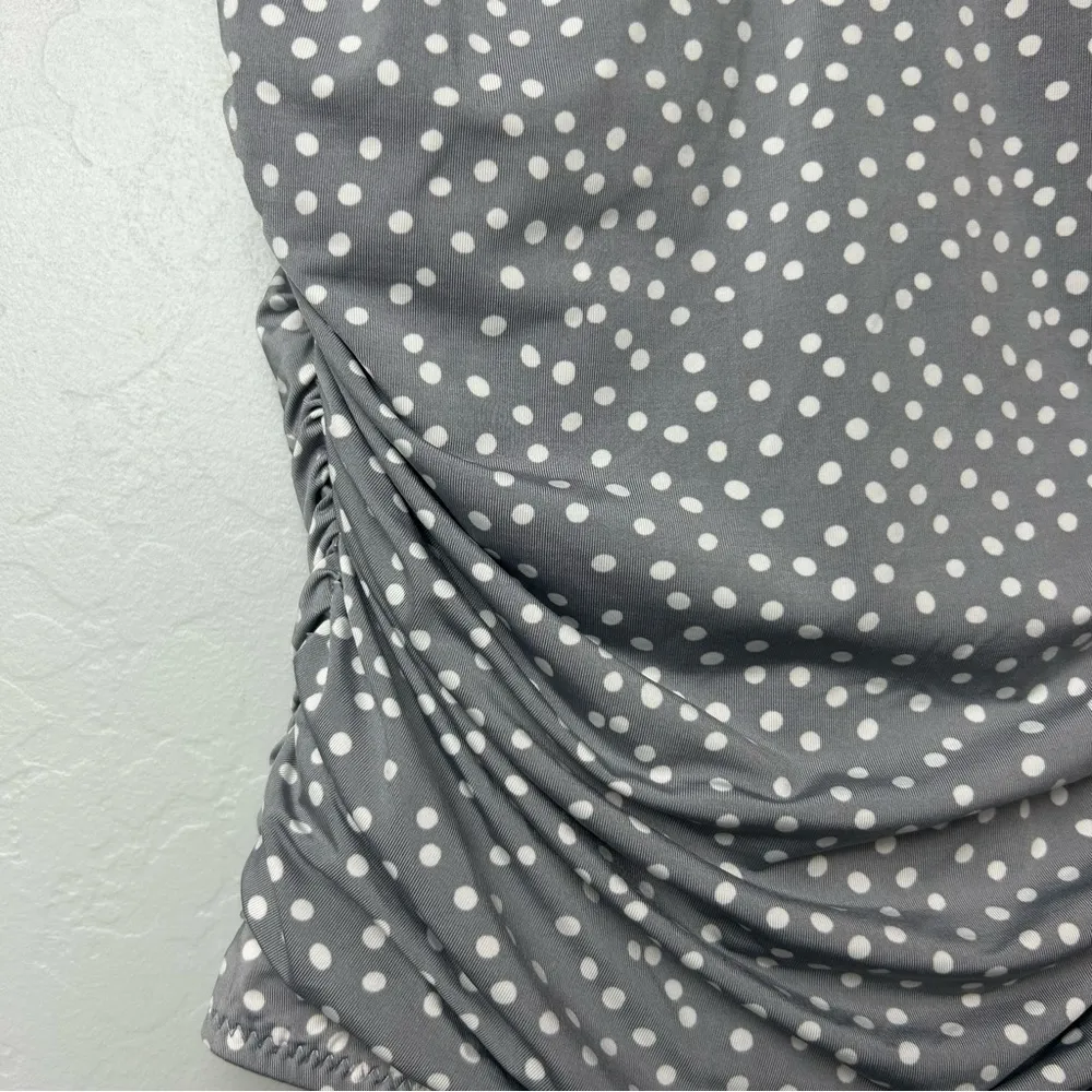 Garnet Hill gray and white Polkadot ruched one piece swimsuit size 6 - Image 16