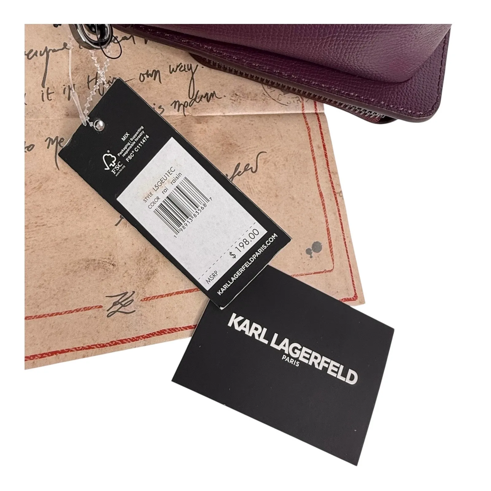 Karl Lagerfeld Vegan Leather CROSSBODY CLUTCH BAG Red Annette Cat Handbag Purse - Image 11