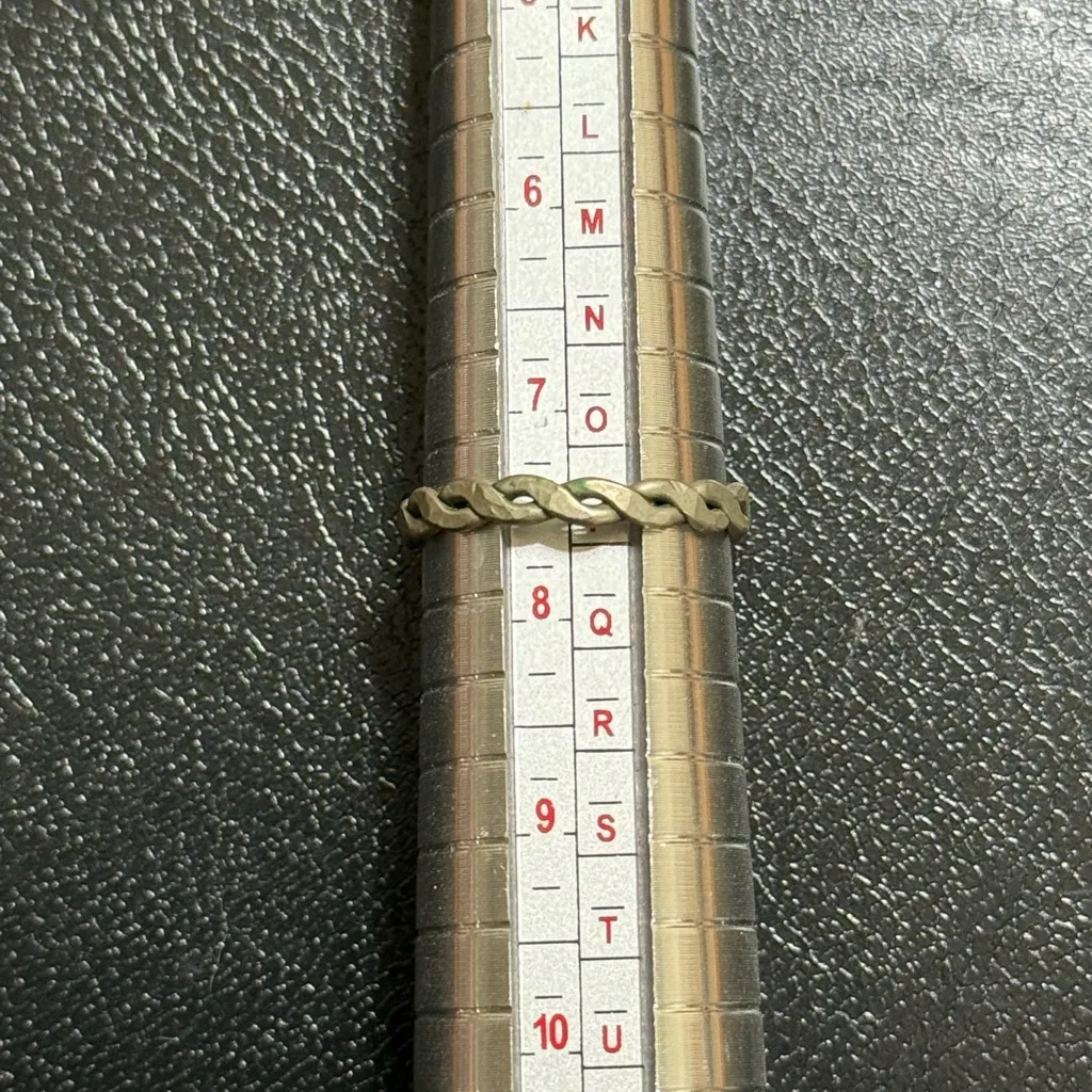 Handmade Handcrafted Braided Twisted Metal Ring Size 7.5 Silver - Image 2