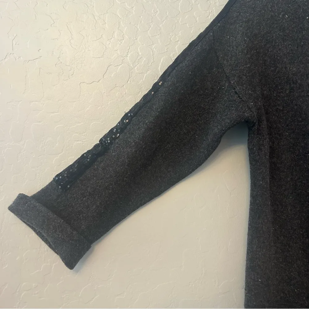 Soft Surroundings black 100% merino wool cardigan sweater coat with sequins med - Image 10