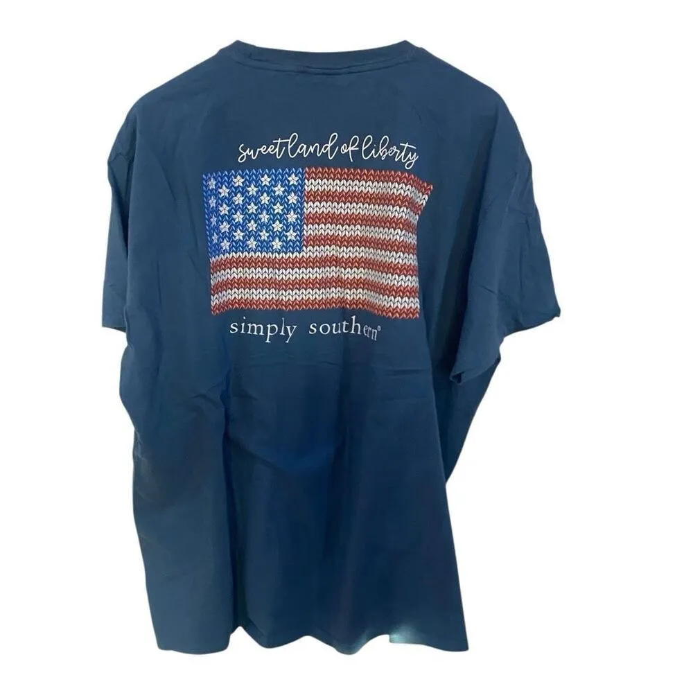Simply southern Greatland of liberty, short sleeve shirt, blue American flag pat - Image 4