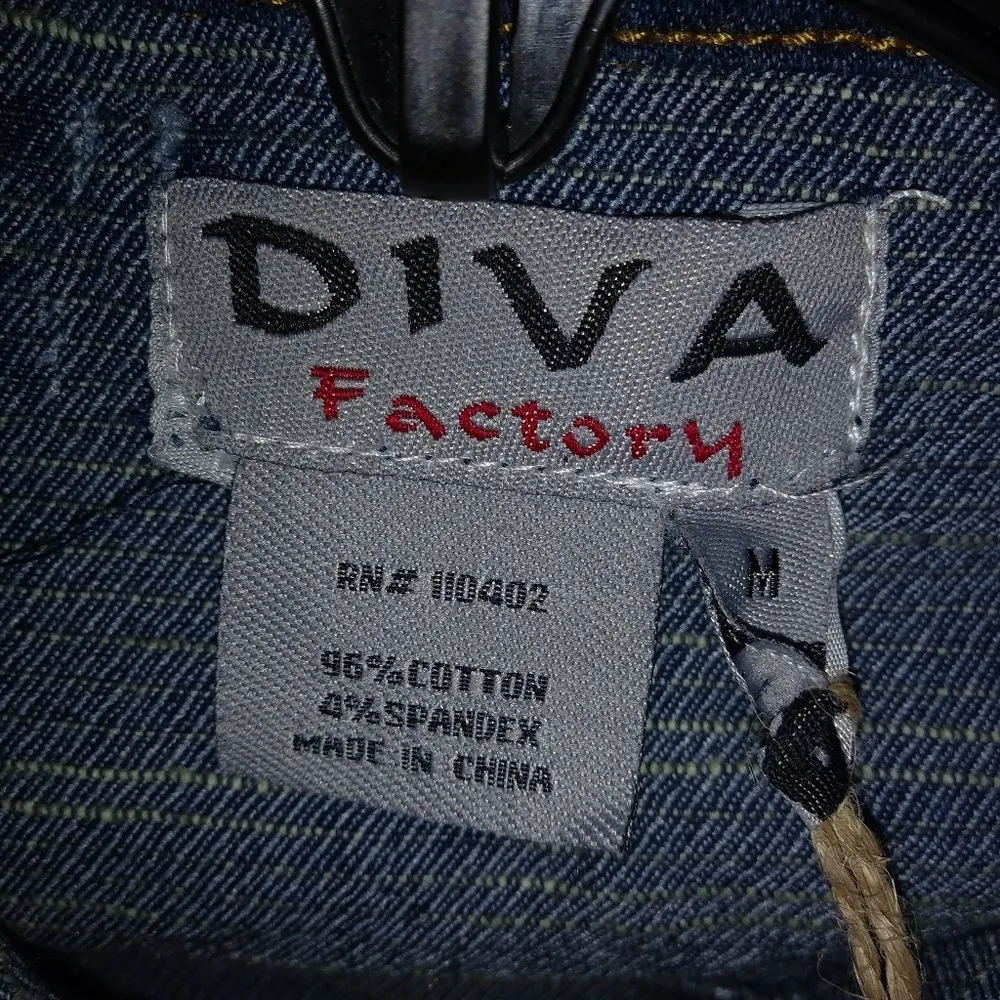Diva Factory XS Y2K Jean Crop Jacket Blue - Image 4