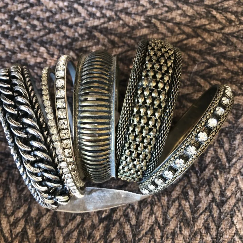 Cache 6 Lot Bundle Bronze tone Bangle bracelets multi size and embellished NWT - Image 3