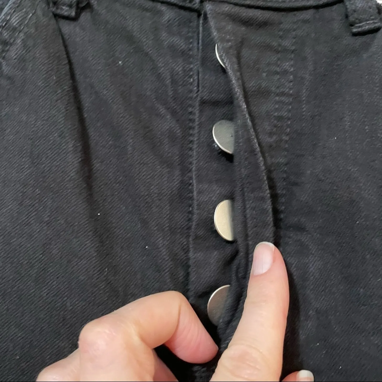 Revice Black Button Fly High Rise Red Stripe Skinny Jeans Womens 25 Raw Hem - Image 3