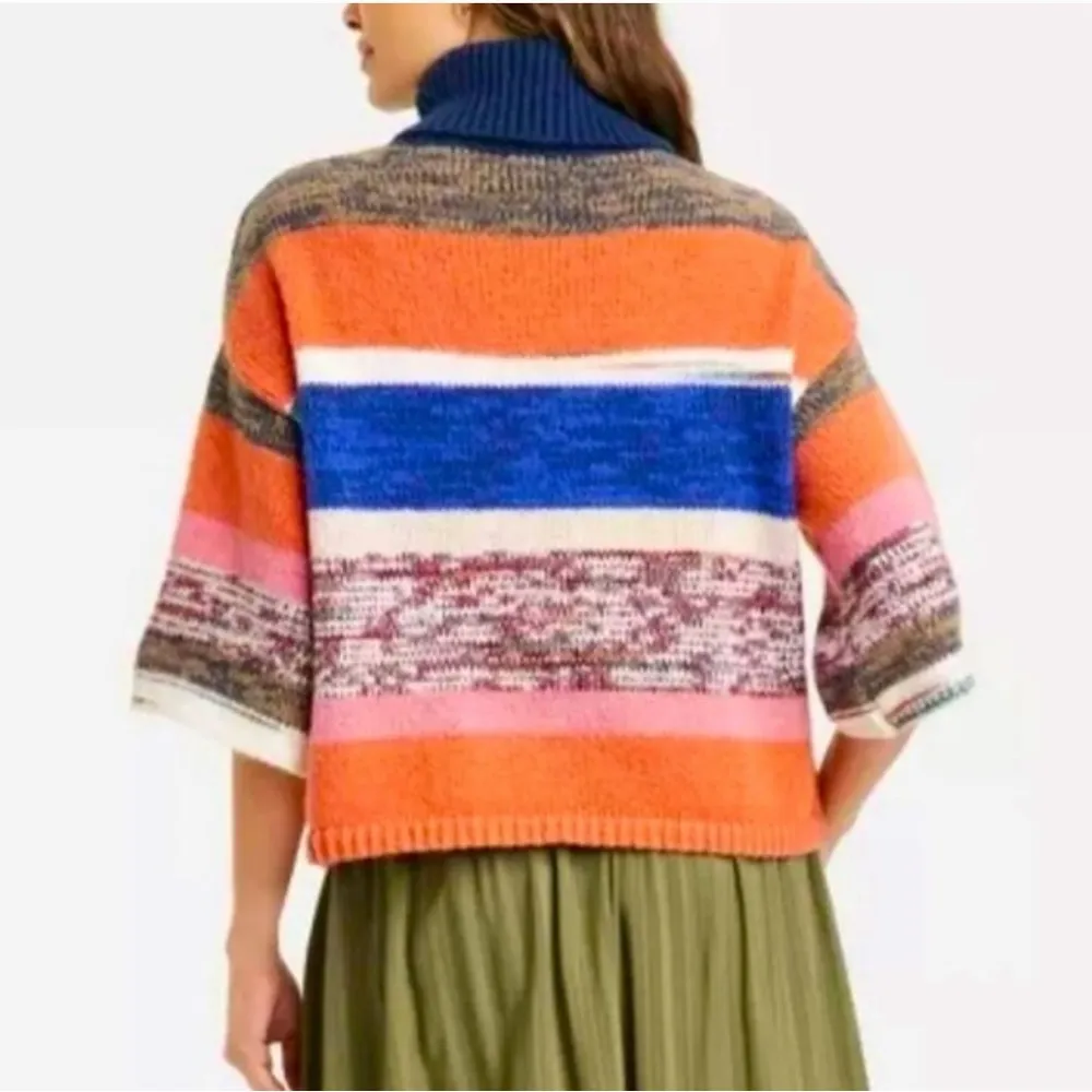 NWT, Knox Rose Cozy Colorful Striped Knit Turtleneck Sweater, Sz XS - Image 2