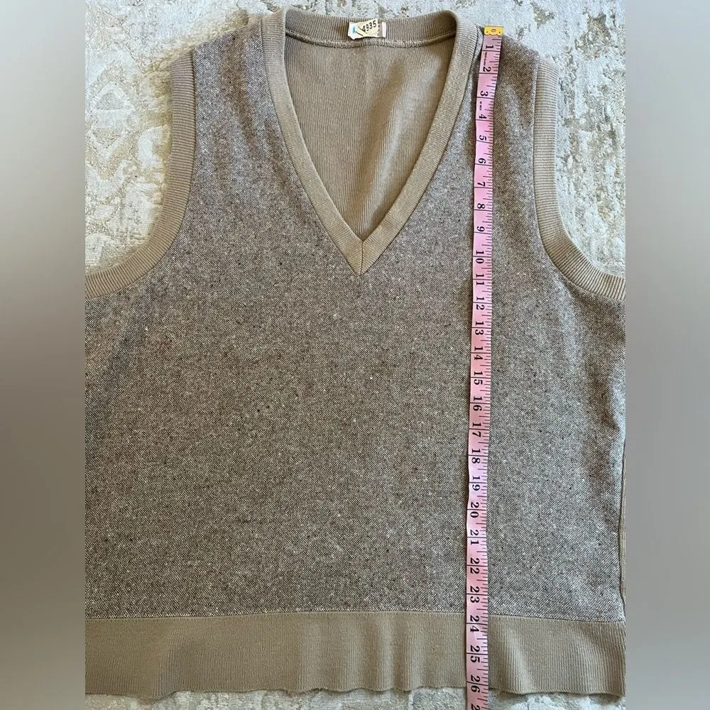 Vintage 70s Brown Knit Sweater Vest L - Image 9