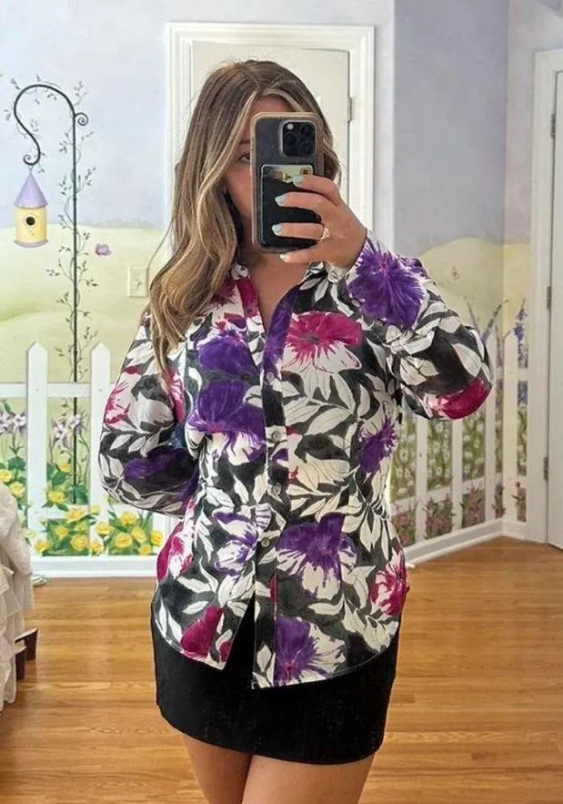 Floral button up sheer floral shirt from Jones New York - Image 5