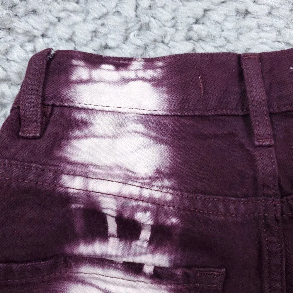 PacSun Eco Raspberry Tie Dye High Waisted Straight Leg Jeans Size 22 Purple Crop - Image 4