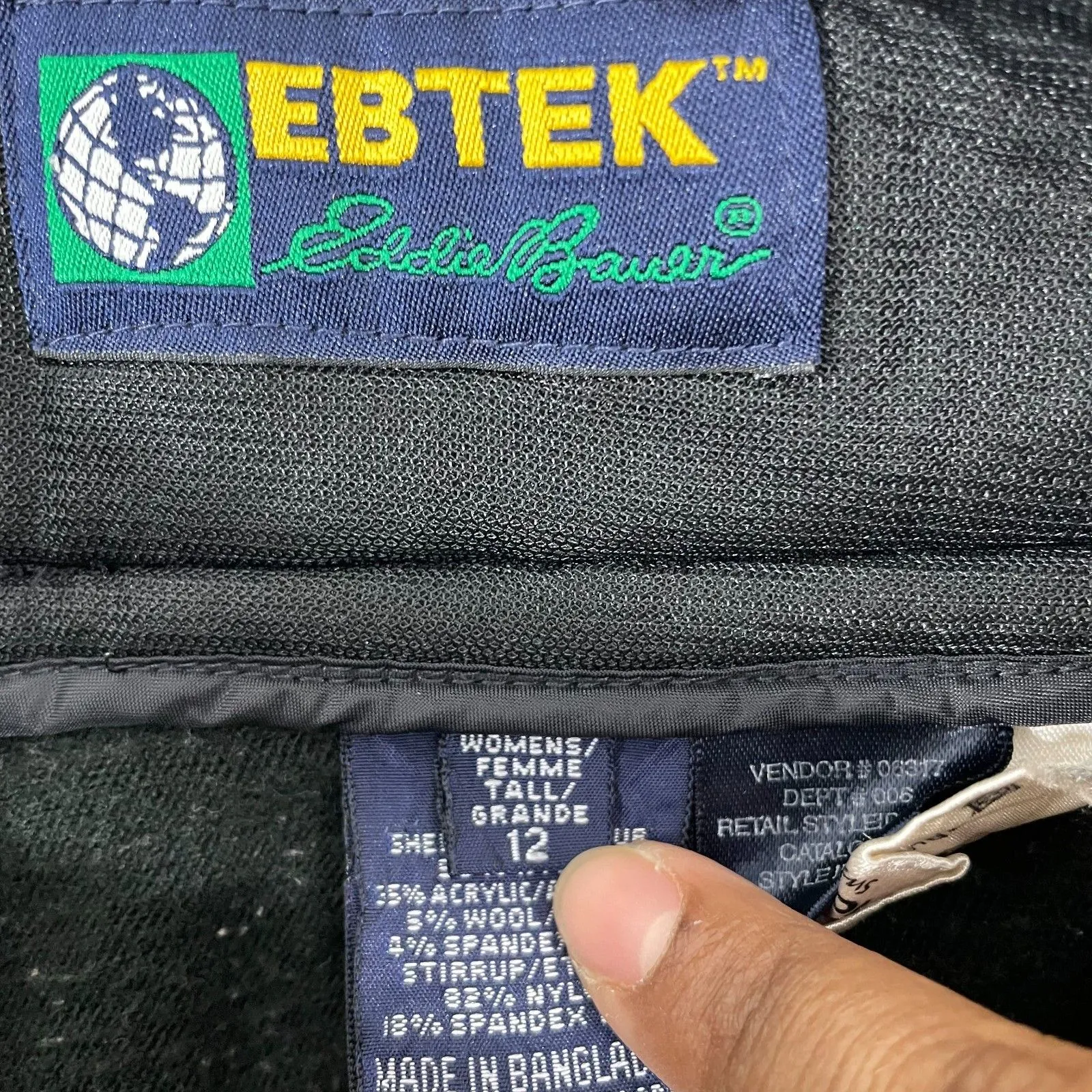 VTG Eddie Bauer EBTEK Ski Pants Women 12 Black Stirrup Winter Outdoor Schoeller - Image 3