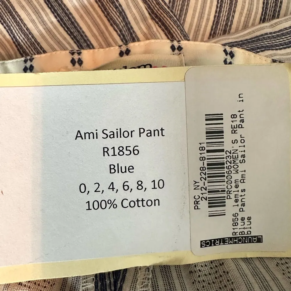 Lemlem Ami Sailor Stripe Wide Leg Pants Size 4 Blue White - Image 6