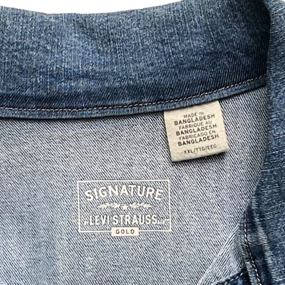 LEVI'S Signature Gold Denim Blue Jean Trucker Jacket ~ Women's Plus Size XXL - Image 5