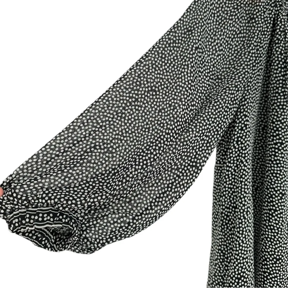 Max Studio Tie Neck Polka Dot Dress size Small Black White 3/4 Sleeves - Image 4