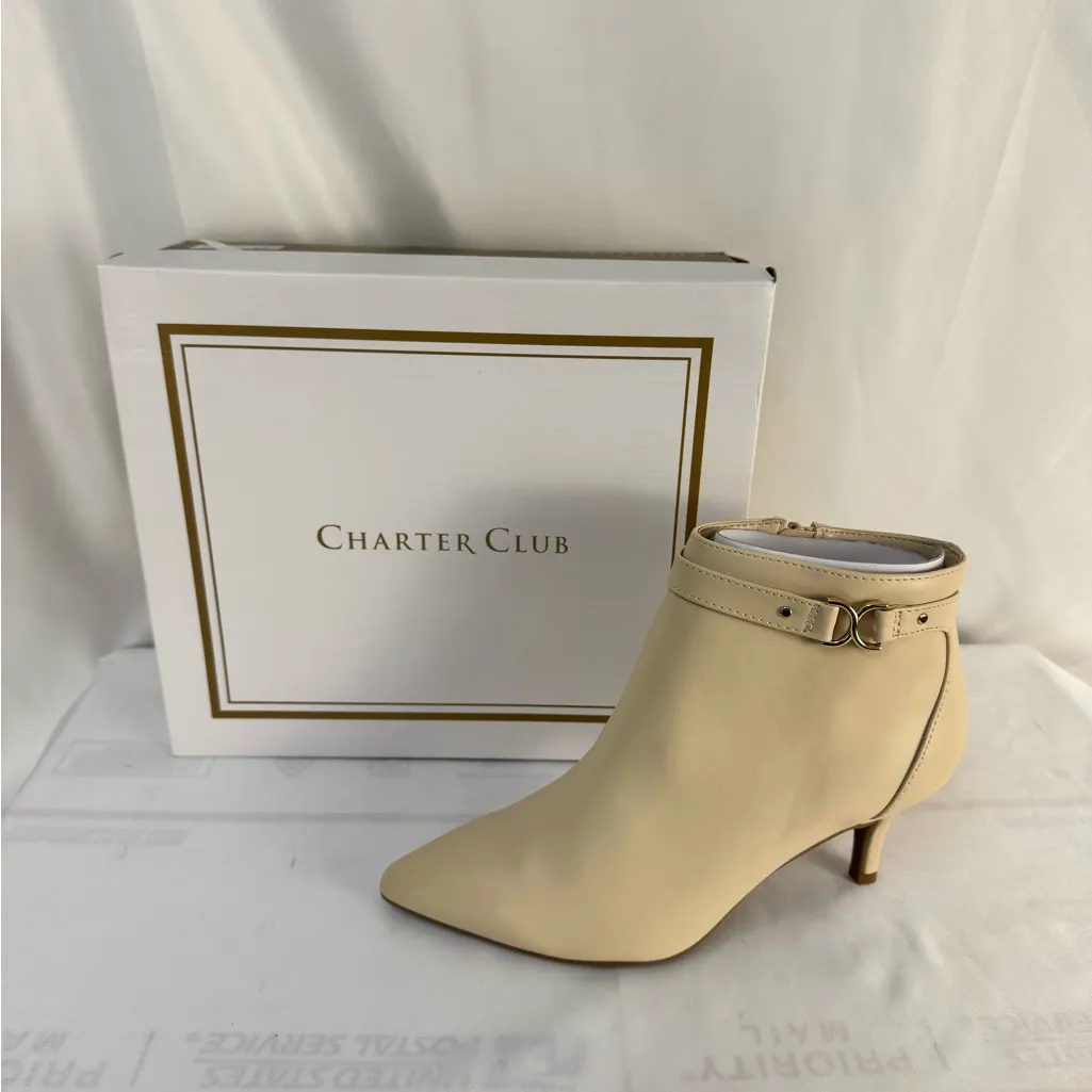 Charter Club Cream‎ Ankle Booties with Adjustable Strap - Image 2