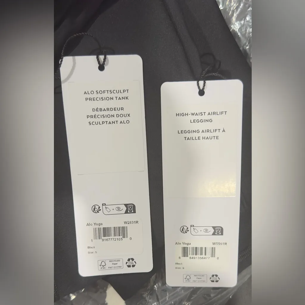 Alo Yoga Black Precision Tank + High-Waist Airlift Legging Set Sz S NWT $202 - Image 13